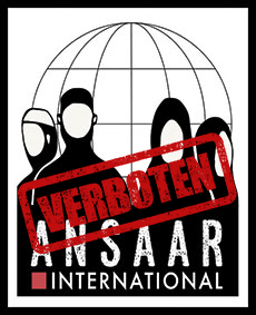 Logo Ansaar International mit einem Verboten Stempel. 